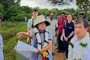 திருகோணமலை சம்பூர் பெரியகுளத்தை நேரில் சென்று பார்வையிட்டார் ஜப்பானியத் தூதுவர்